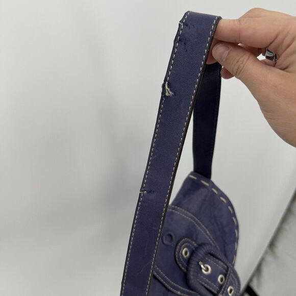 Hype Blue/Purple Leather Buckle Shoulder Bag Y2k Style - Picture 7 of 12